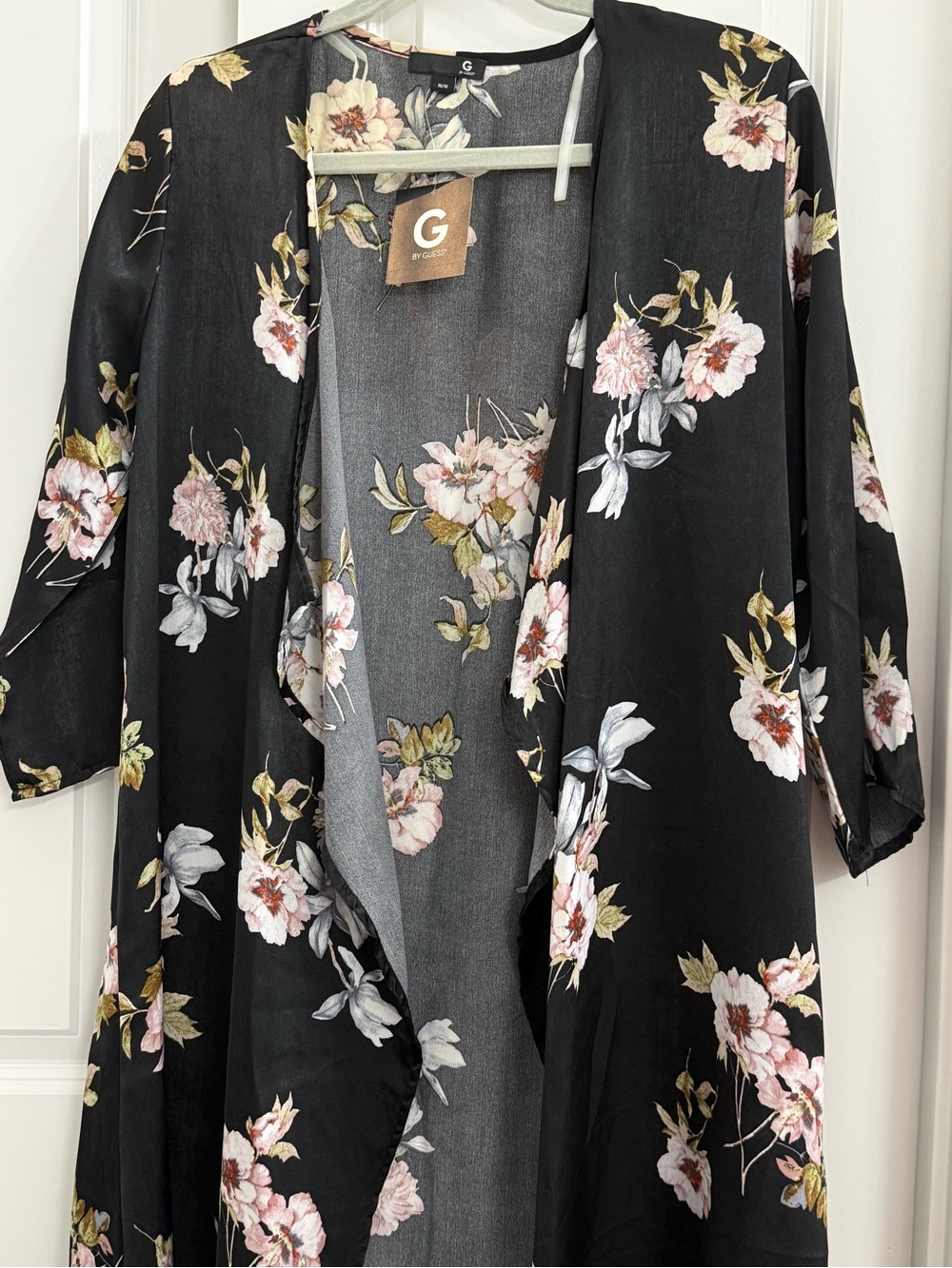 G By Guess Jacie Floral Duster Coatigan Kimono Casusl Flowy Whimsy Goth Medium - Picture 3 of 13